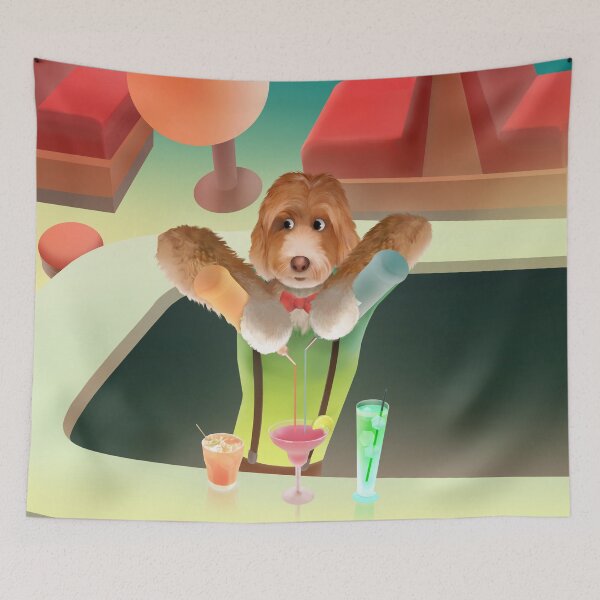 Item preview, Bartender Dog – Mixing Drinks at the Neon Bar designed and sold by ZKOZKOHI.