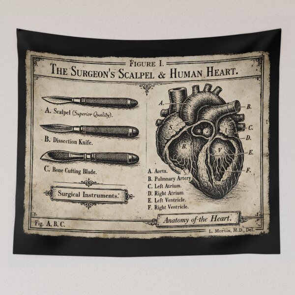 Item preview, Victorian Anatomy Plate – The Surgeon’s Scalpel & Human Heart designed and sold by Mouraludia.