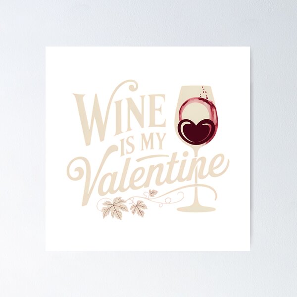 Item preview, Wine Is My Valentine Funny Drink Anti Valentine Typography Humor Gift Shirt designed and sold by GiftsForge.