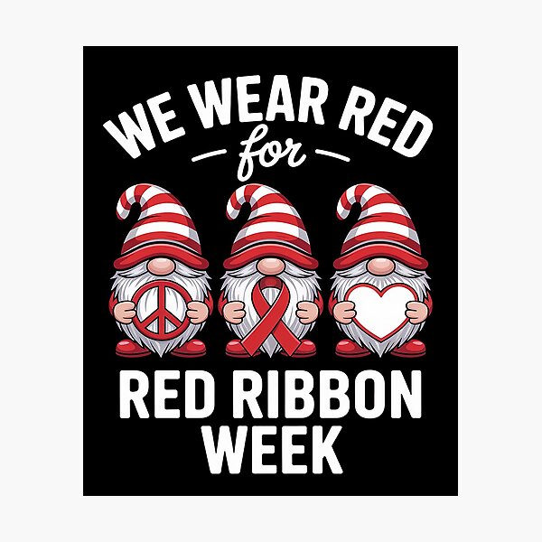 Item preview, Gnomes support red Peace hope love Anti drug Red Ribbon Week designed and sold by Rrettgison.