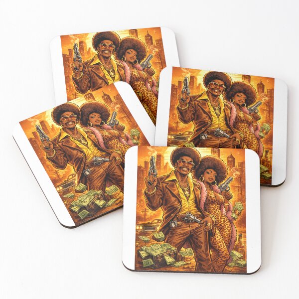 Item preview, Blaxploitation Heroes – 70s Cartoon Style Illustration designed and sold by Arte Cartoon From TagTeam Group.