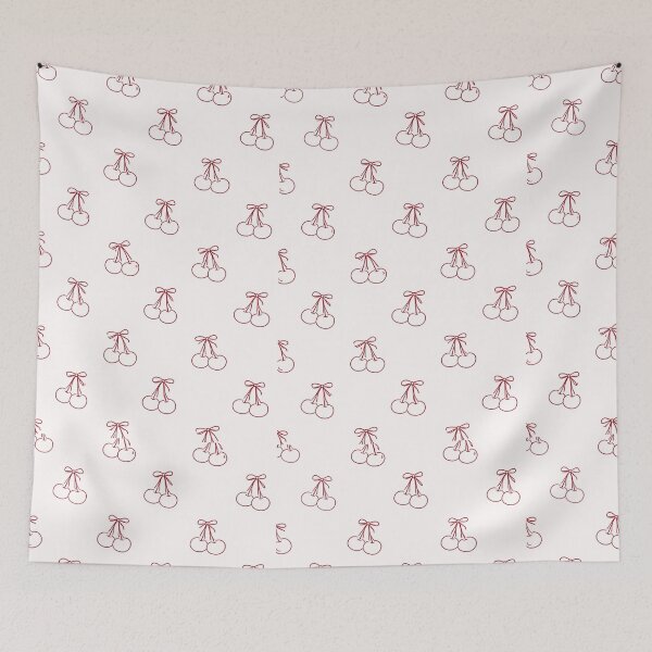 Item preview, Minimal Cherry Bow Pattern – Simple Cute Fruit Line Art Design designed and sold by Bored Duck.