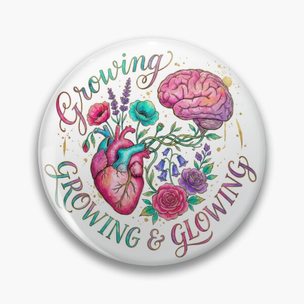 Item preview, Growing & Glowing - Floral Heart & Brain Mental Health Art designed and sold by GemajoStudio.