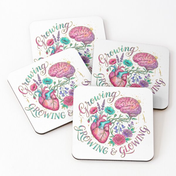 Item preview, Growing & Glowing - Floral Heart & Brain Mental Health Art designed and sold by GemajoStudio.