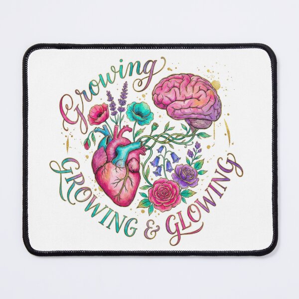 Item preview, Growing & Glowing - Floral Heart & Brain Mental Health Art designed and sold by GemajoStudio.