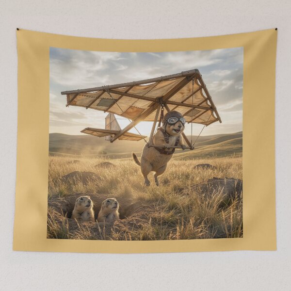 Item preview, Plucky Prairie Dog Hang Glides Over His Mates designed and sold by Tridentulus.