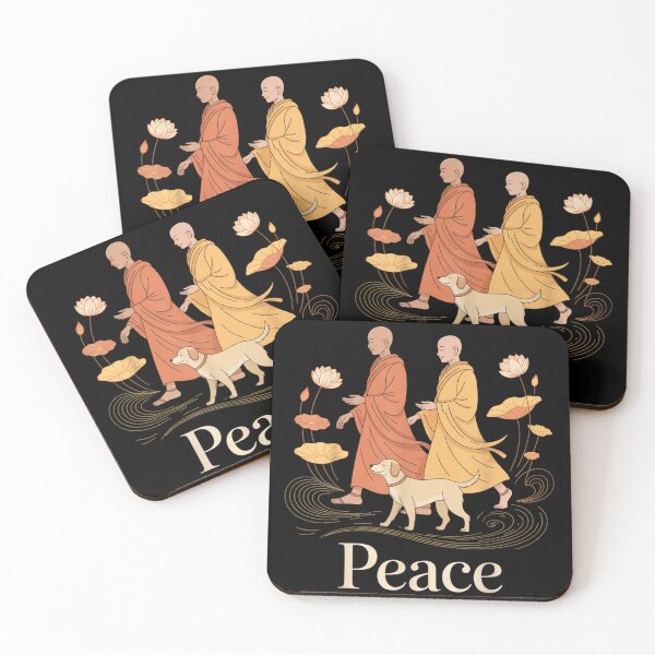 Item preview, Peaceful Monks Walking With Dog Harmony Spiritual Illustration designed and sold by Denenberg Jardel.
