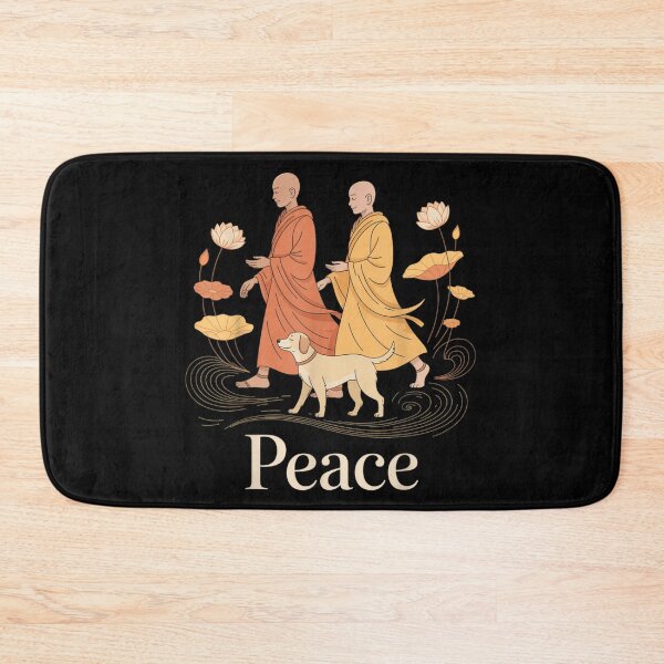 Item preview, Peaceful Monks Walking With Dog Harmony Spiritual Illustration designed and sold by Denenberg Jardel.