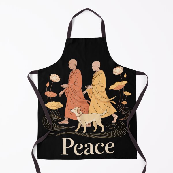 Item preview, Peaceful Monks Walking With Dog Harmony Spiritual Illustration designed and sold by Denenberg Jardel.