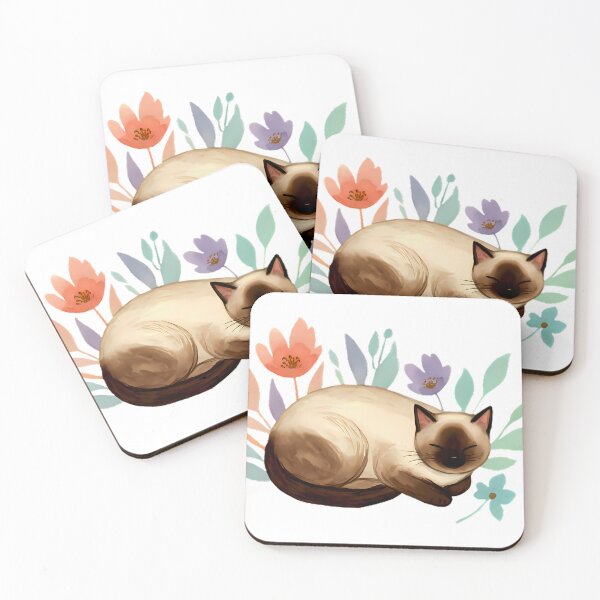 Item preview, Pastel Slumber: Siamese Cat in Bloom designed and sold by meesub.