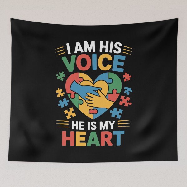 Item preview, I'm His Voice He Is My Heart Autism Awareness designed and sold by Rrettgison.