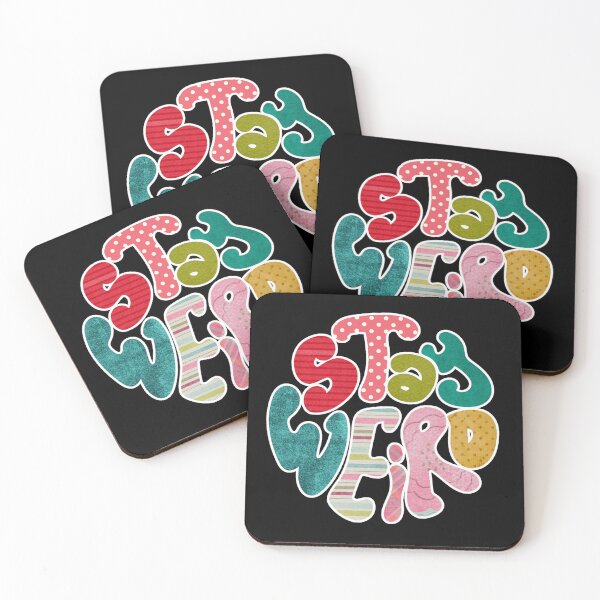 Item preview, Stay Weird Colorful Patchwork Lettering Quote - Fun Quirky Text Artsy Design designed and sold by traciwithani.