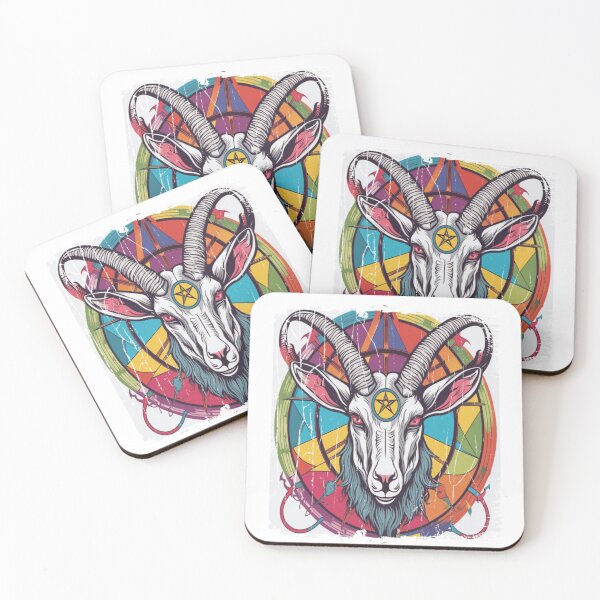 Item preview, Colorful Goat Symbol Occult Art Mystical Abstract Illustration designed and sold by Capisedo.