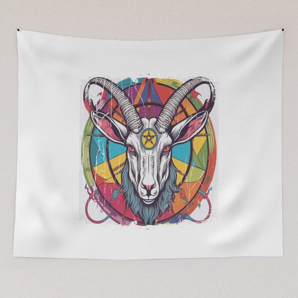 Item preview, Colorful Goat Symbol Occult Art Mystical Abstract Illustration designed and sold by Capisedo.