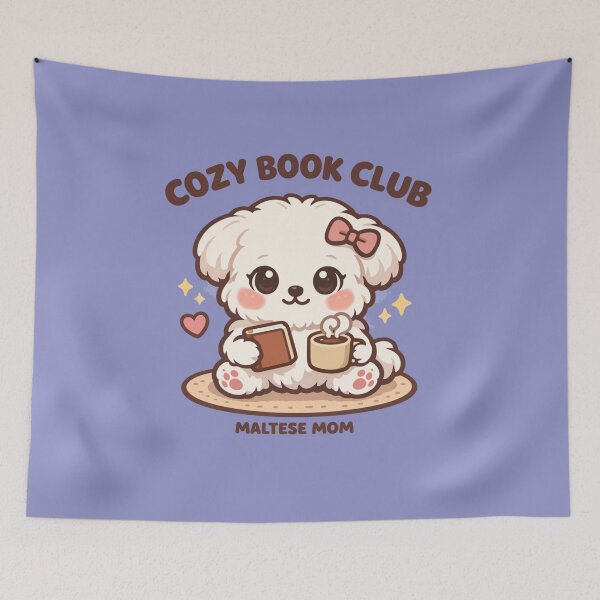 Item preview, Cozy Book Club – Maltese Mom Cute Puppy Cocoa Reading Shirt designed and sold by dogmomtees.