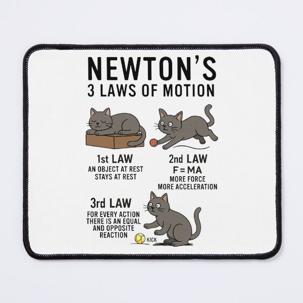 Item preview, Newton's 3 Laws of Meowtion – Funny Physics Cat Joke designed and sold by WheresMyMojo.