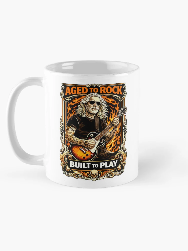 Aperçu 5 sur 6. Mug à café avec l'œuvre The Old Rocker créée et vendue par Remy490.