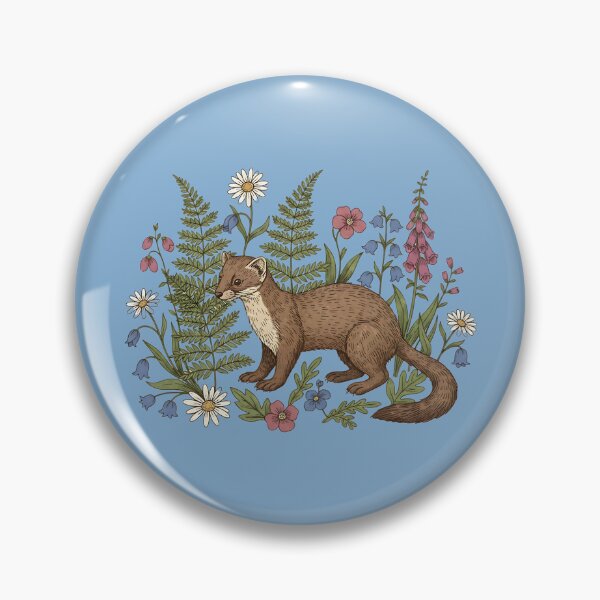 Item preview, Vintage Pine Marten Forest Wildflowers designed and sold by BirdsnStuff.