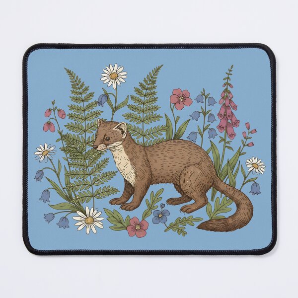 Item preview, Vintage Pine Marten Forest Wildflowers designed and sold by BirdsnStuff.