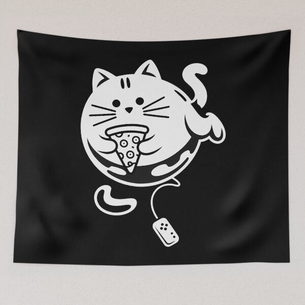Item preview, Gamer Cat Girl Boy loading Pizza, Headset and Pad designed and sold by tiemacopaxer.