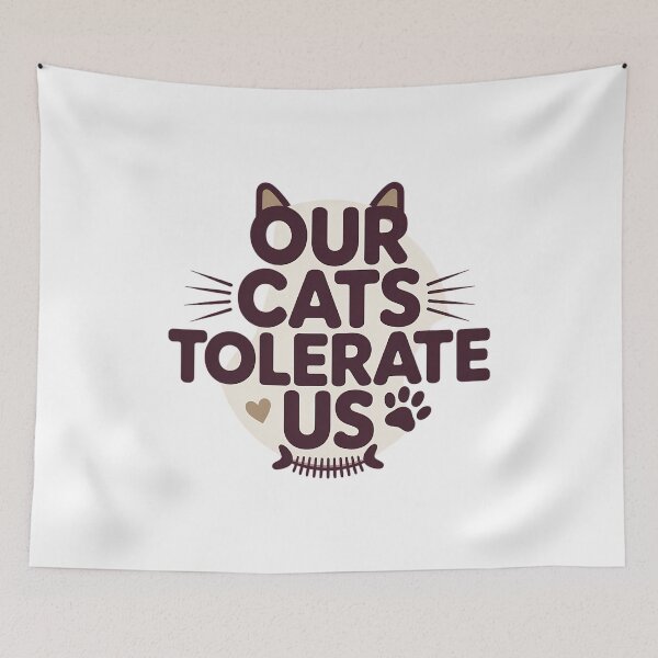 Item preview, Cat Parents Valentine Our Cats Tolerate Us Funny Pet Couple Typography Gift designed and sold by GiftsForge.