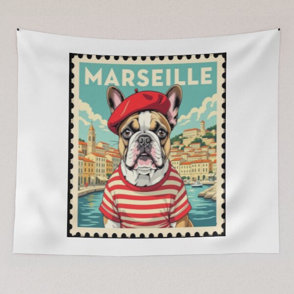 Item preview, Frenchie Flair & Mediterranean Charm ---French Bulldog Stamp Style designed and sold by StickersNQuotes.