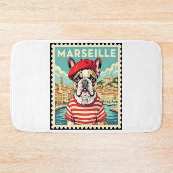 Artikelvorschau, Französisches Bulldoggen-Flair & mediterraner Charme --- Französische Bulldogge im Stempelstil entworfen und verkauft von StickersNQuotes.