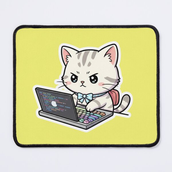 Item preview, Cute Chibi Cat Sticker Coding on Laptop Programmer Relax Stress Relief Fun Sticker Tech Gift Idea designed and sold by bvdesignart.