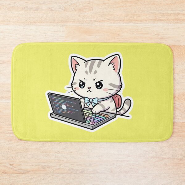 Item preview, Cute Chibi Cat Sticker Coding on Laptop Programmer Relax Stress Relief Fun Sticker Tech Gift Idea designed and sold by bvdesignart.