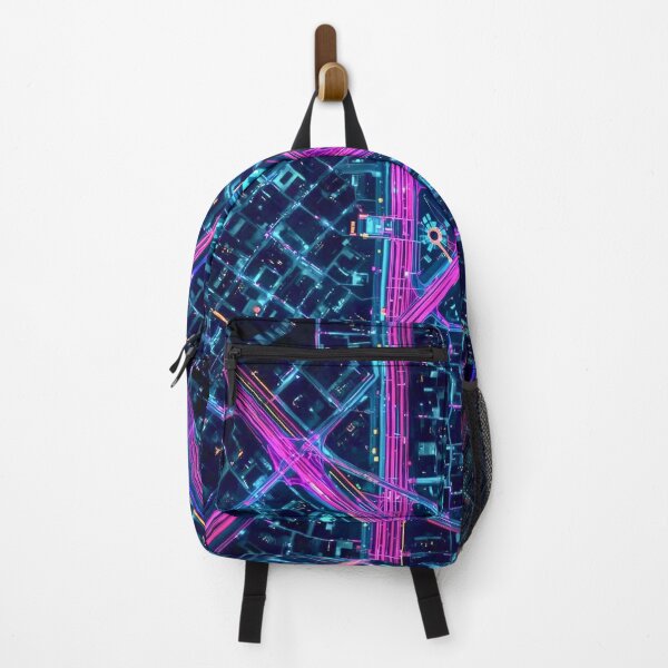 Item preview, Cyber-Grid Nexus Neon Pink and Electric Blue Urban Map designed and sold by Cozyartsss.