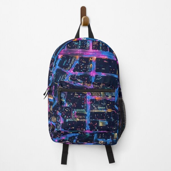 Item preview, Cybernetic Pulse Neon Pink and Blue City Grid designed and sold by Cozyartsss.