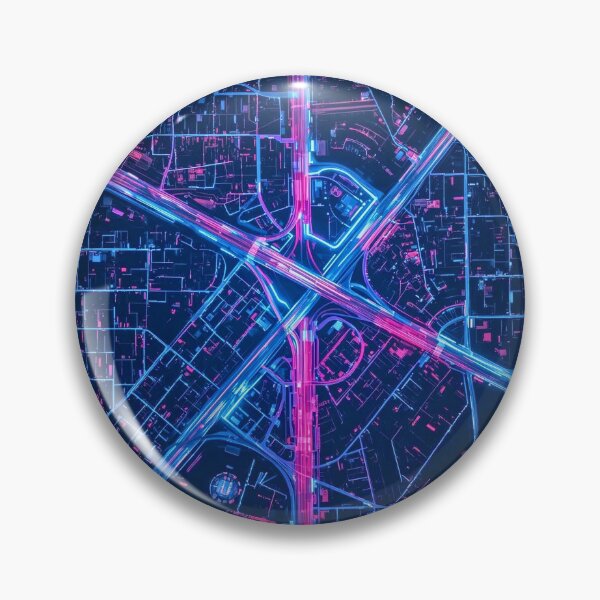 Item preview, Cyber Star Interchange: Neon Pink and Blue Urban Grid designed and sold by Cozyartsss.