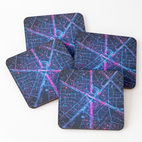 Item preview, Cyber Star Interchange: Neon Pink and Blue Urban Grid designed and sold by Cozyartsss.