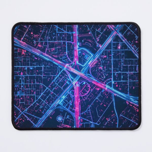 Item preview, Cyber Star Interchange: Neon Pink and Blue Urban Grid designed and sold by Cozyartsss.