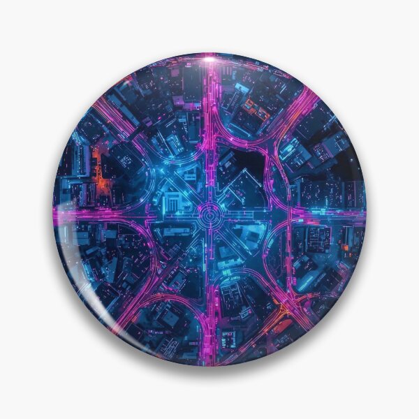 Item preview, Cybernetic Mandala Neon Radial Urban Grid designed and sold by Cozyartsss.