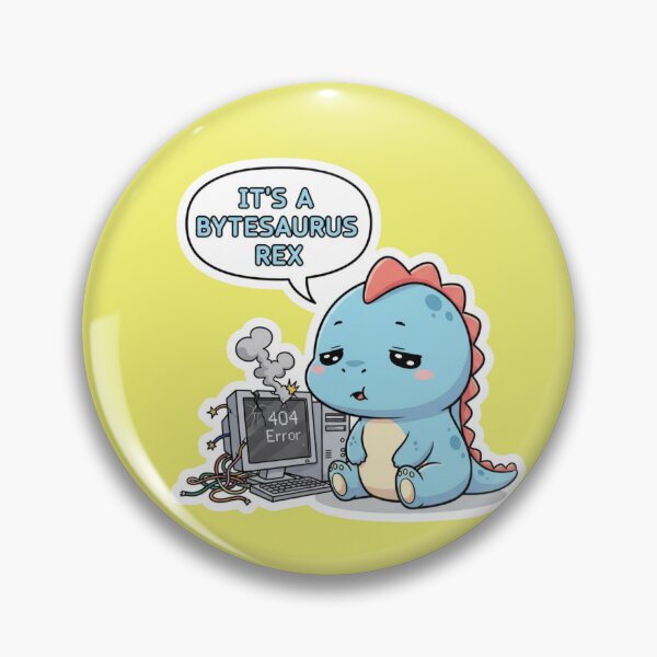 Item preview, Adorable Kawaii Bytesaurus Rex Dinosaur with Broken Computer 404 Error Funny Tech Support Humor Chibi Dino Sticker and Programmer Gift designed and sold by bvdesignart.