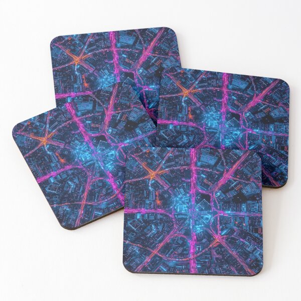 Item preview, Cybernetic Mandala Neon Radial Urban Grid designed and sold by Cozyartsss.