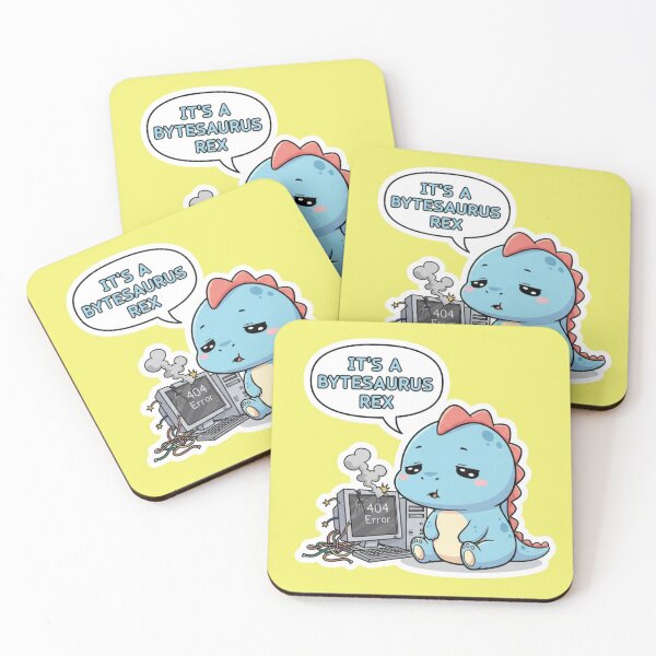 Item preview, Adorable Kawaii Bytesaurus Rex Dinosaur with Broken Computer 404 Error Funny Tech Support Humor Chibi Dino Sticker and Programmer Gift designed and sold by bvdesignart.