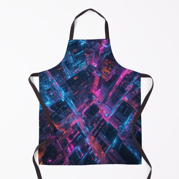 Item preview, Cyberpunk Chasm Diagonal Neon City Descent designed and sold by Cozyartsss.