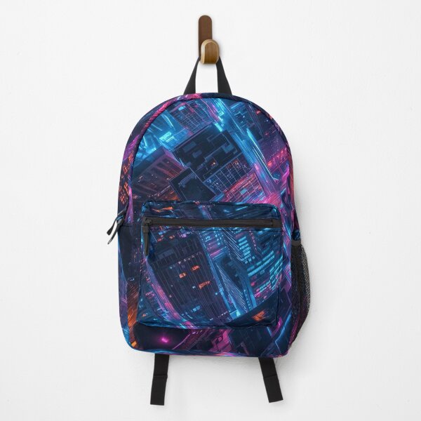 Item preview, Cyberpunk Chasm Diagonal Neon City Descent designed and sold by Cozyartsss.