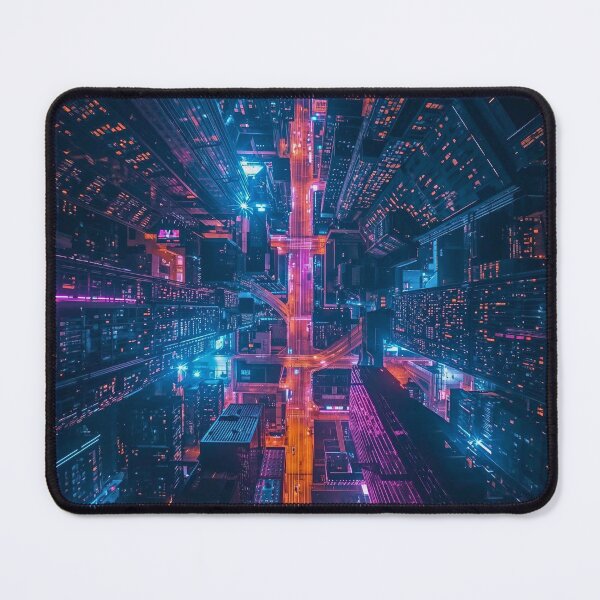 Item preview, Cybernetic Corridor Vertical Neon City Abyss designed and sold by Cozyartsss.