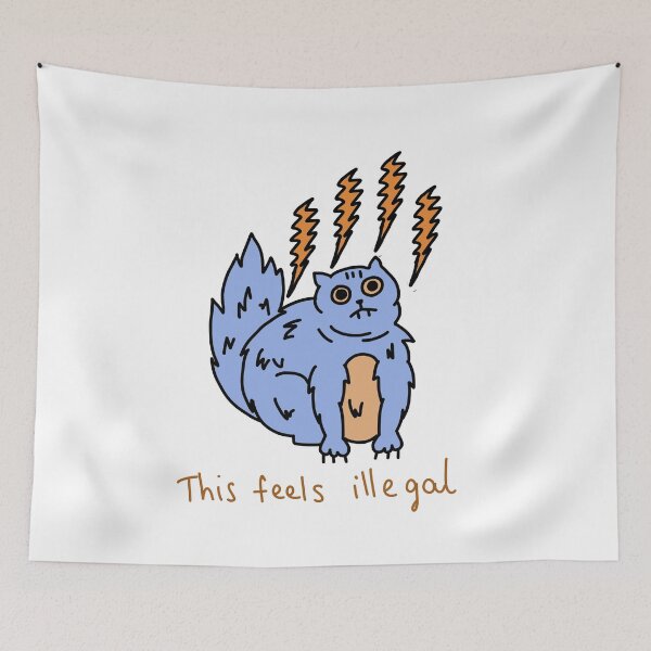 Item preview, This Feels Illegal Funny Anxious Cat Illustration designed and sold by Baby-Care.