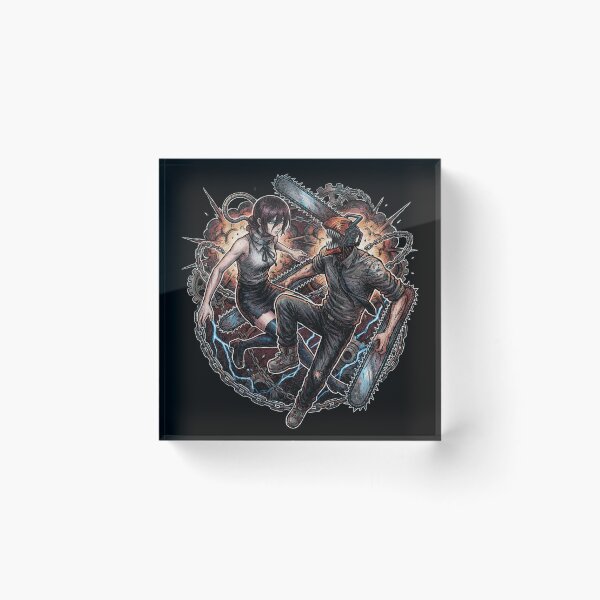 Item preview, Hybrid Boy and Bomb Girl Movie Date Explosion Typhoon Power Chainsaw Devil Fan Art Portrait Illustration Poster T-Shirt Sticker Print Gift designed and sold by Senpaiwaves.