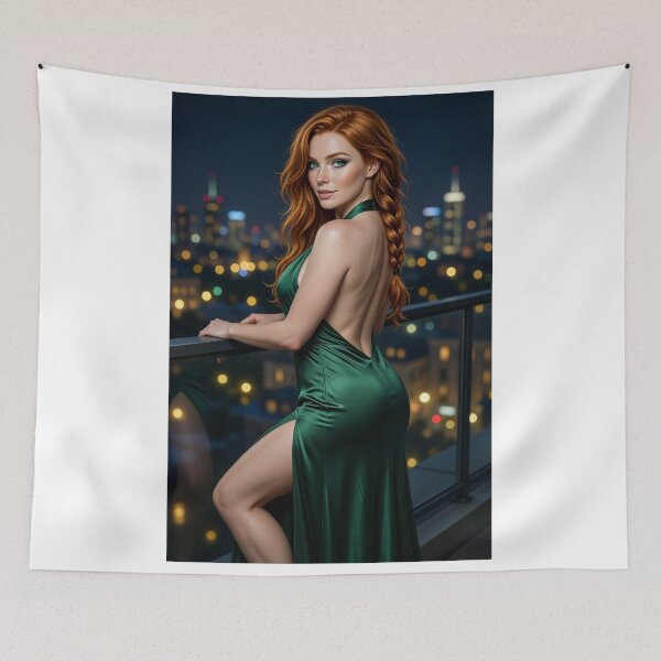 Item preview, Rowan Emerald Silk Gown City Skyline designed and sold by CathryneDelamort.