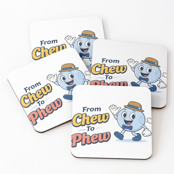 Item preview, From Chew To Phew Funny Candy Mascot Cartoon Typography Design designed and sold by GenioFin.