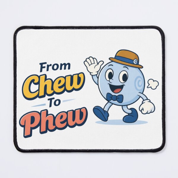 Item preview, From Chew To Phew Funny Candy Mascot Cartoon Typography Design designed and sold by GenioFin.