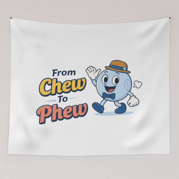 Item preview, From Chew To Phew Funny Candy Mascot Cartoon Typography Design designed and sold by GenioFin.