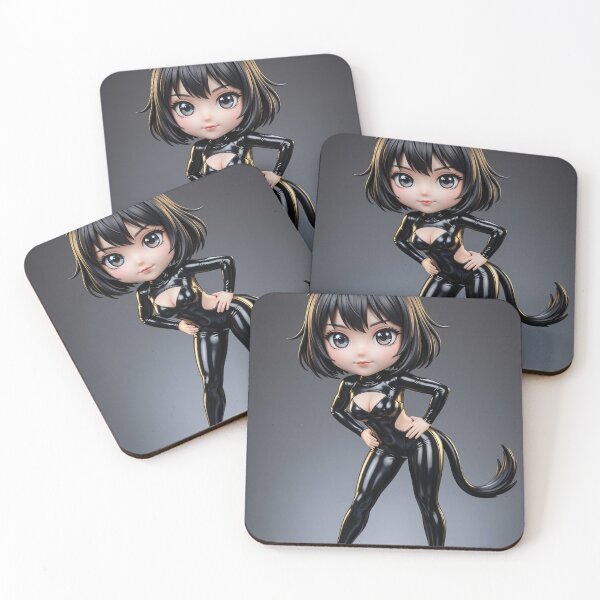 Item preview, Glossy Black Latex Catgirl Bobblehead designed and sold by CathryneDelamort.