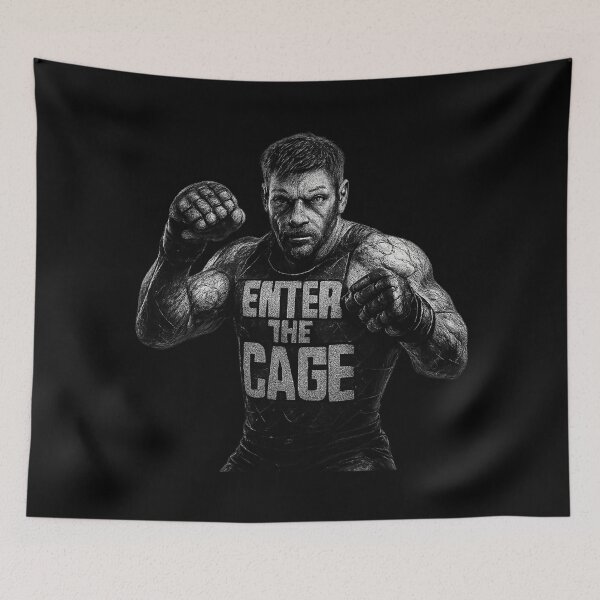 Item preview, ENTER THE CAGE - Cinematic MMA Fighter Poster Design designed and sold by MKreative Studio.