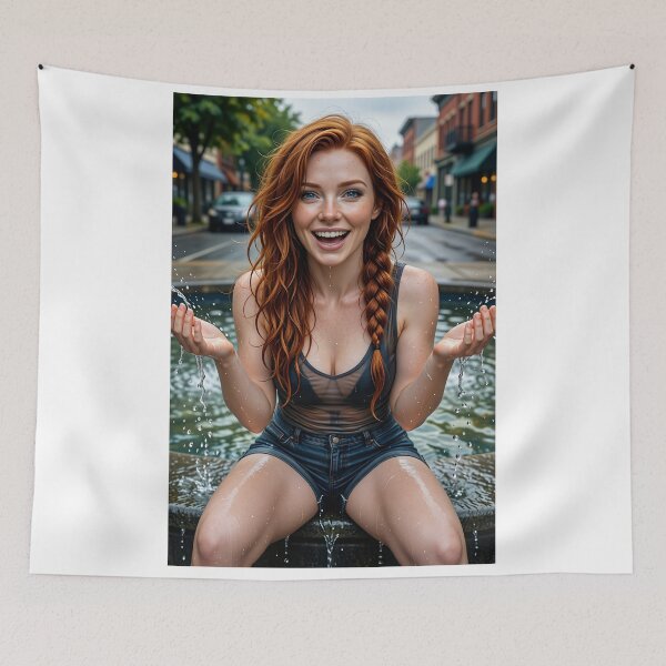 Item preview, Rowan Redhead Splash In Denim Shorts designed and sold by CathryneDelamort.